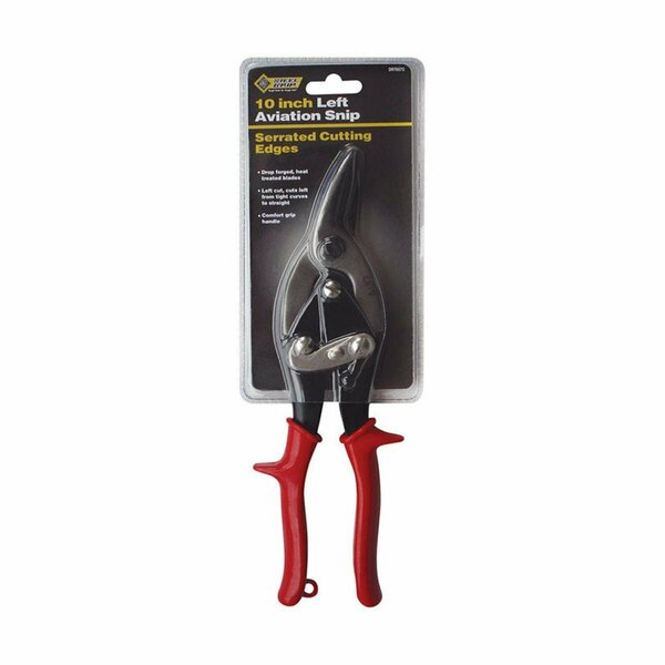 Protectionpro 10 in. Chrome Alloy Steel Left Serrated Aviation Snips; Red PR3325516
